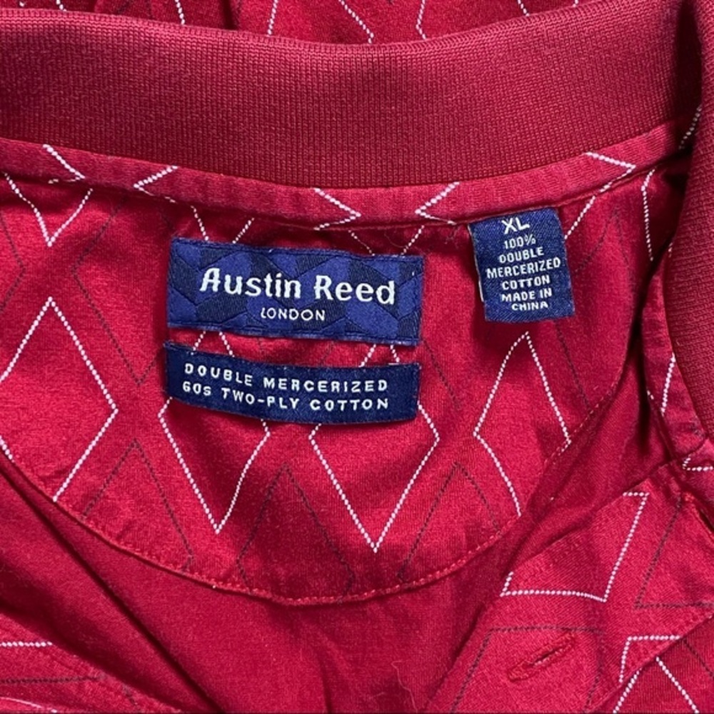 Austin Reed Red Diamond Pattern Cotton Polo - Picture 7 of 7